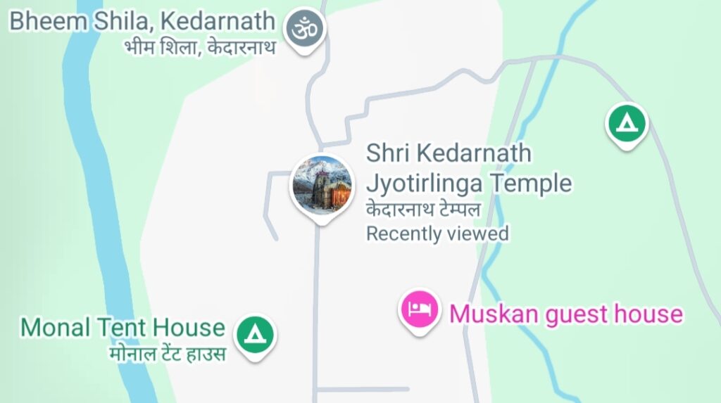 Strategic Location of Kedarnath Temple on Google Maps